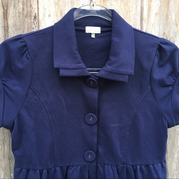 Stem Short Sleeve Navy Peplum Cardigan Button Top Size XS - Picture 3 of 8